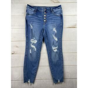 Maurices Blue Distressed Skinny Jeans